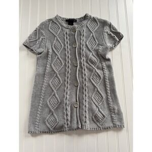 Calvin Klein Jeans Gray Cable Knit Button Up Sweater Petite Y2K Minimalist